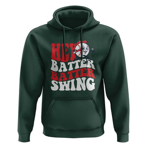 Funny Baseball Hoodie Hey Batter Swing Groovy TS09 Dark Forest Green Print Your Wear