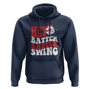 Funny Baseball Hoodie Hey Batter Swing Groovy TS09 Navy Print Your Wear