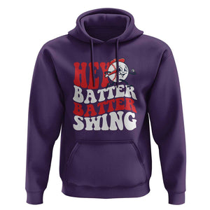 Funny Baseball Hoodie Hey Batter Swing Groovy TS09 Purple Print Your Wear