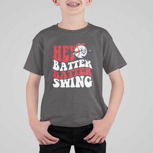 Funny Baseball T Shirt For Kid Hey Batter Swing Groovy TS09 Dark Chocolate Print Your Wear