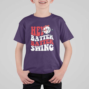 Funny Baseball T Shirt For Kid Hey Batter Swing Groovy TS09 Purple Print Your Wear