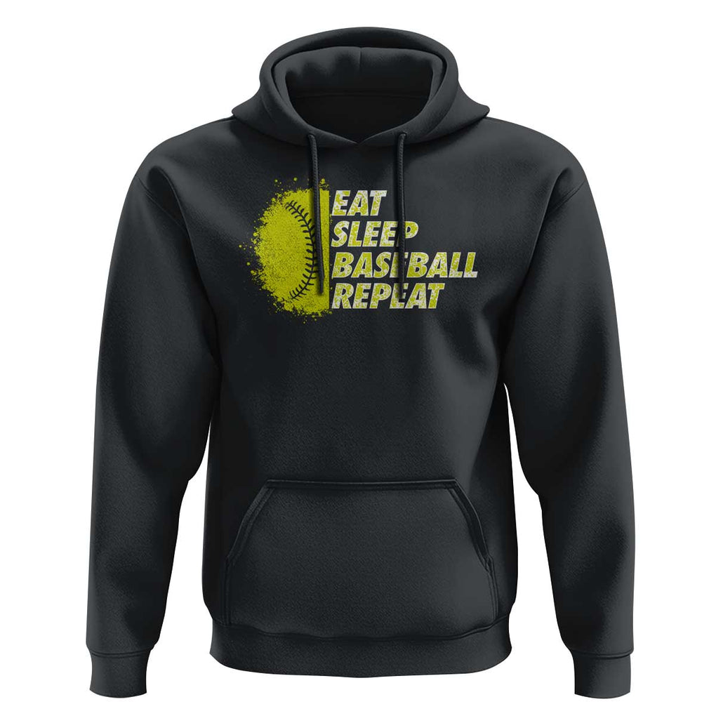 Eat Sleep Baseball Repeat Hoodie TS09 Black Print Your Wear
