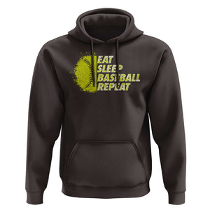 Eat Sleep Baseball Repeat Hoodie TS09 Dark Chocolate Print Your Wear