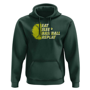 Eat Sleep Baseball Repeat Hoodie TS09 Dark Forest Green Print Your Wear