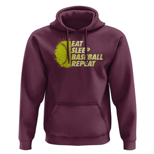 Eat Sleep Baseball Repeat Hoodie TS09 Maroon Print Your Wear
