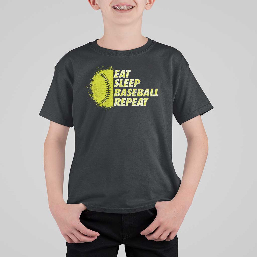 Eat Sleep Baseball Repeat T Shirt For Kid TS09 Black Print Your Wear