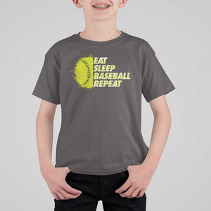 Eat Sleep Baseball Repeat T Shirt For Kid TS09 Dark Chocolate Print Your Wear