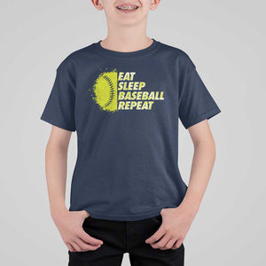 Eat Sleep Baseball Repeat T Shirt For Kid TS09 Navy Print Your Wear