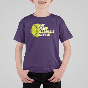 Eat Sleep Baseball Repeat T Shirt For Kid TS09 Purple Print Your Wear