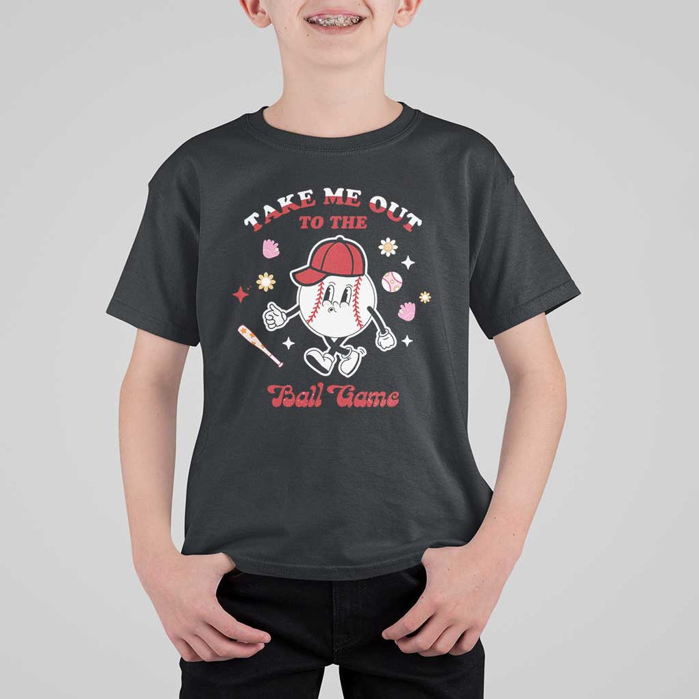 Funny Baseball T Shirt For Kid Take Me Out To The Ball Game Groovy TS09 Black Print Your Wear