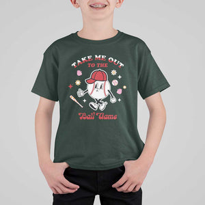 Funny Baseball T Shirt For Kid Take Me Out To The Ball Game Groovy TS09 Dark Forest Green Print Your Wear