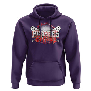 Funny Baseball Hoodie Pitches Be Crazy TS09 Purple Print Your Wear