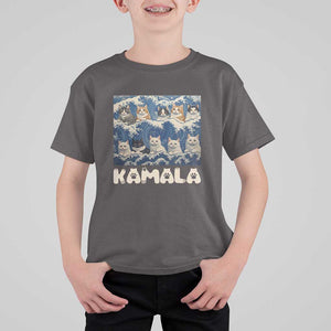 Funny Cat Kamala 2024 T Shirt For Kid Cat Ladies Harris Blue Wave US Madam President TS09 Dark Chocolate Print Your Wear