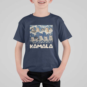 Funny Cat Kamala 2024 T Shirt For Kid Cat Ladies Harris Blue Wave US Madam President TS09 Navy Print Your Wear