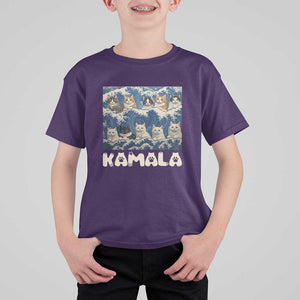 Funny Cat Kamala 2024 T Shirt For Kid Cat Ladies Harris Blue Wave US Madam President TS09 Purple Print Your Wear