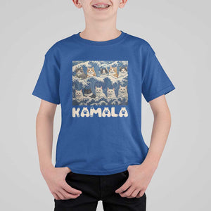 Funny Cat Kamala 2024 T Shirt For Kid Cat Ladies Harris Blue Wave US Madam President TS09 Royal Blue Print Your Wear
