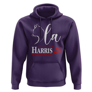 Harris Comma La Cat Ladies Hoodie Kamala 2024 Madam President TS09 Purple Print Your Wear