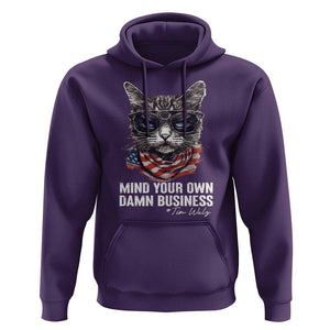 Mind Your Own Damn Business Harris Walz 2024 Hoodie America Cool Cat Kamala Supporter TS09 Purple Print Your Wear