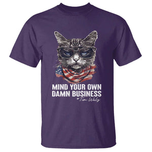 Mind Your Own Damn Business Harris Walz 2024 T Shirt America Cool Cat Kamala Supporter TS09 Purple Print Your Wear