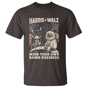 Harris Walz 2024 T Shirt Funny Mind Your Own Damn Business Kamala Tim Cats TS09 Dark Chocolate Print Your Wear