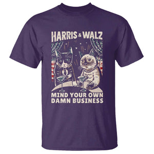 Harris Walz 2024 T Shirt Funny Mind Your Own Damn Business Kamala Tim Cats TS09 Purple Print Your Wear