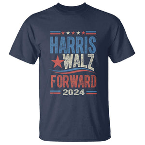 Harris Walz 2024 Forward T Shirt Kamala Tim Waltz US President Election TS09 Navy Print Your Wear