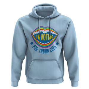 Trump 2024 Hoodie I'm Voting For Trump LGBT Rights Rainbow TS09 Light Blue Print Your Wear