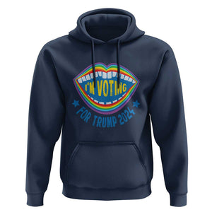 Trump 2024 Hoodie I'm Voting For Trump LGBT Rights Rainbow TS09 Navy Print Your Wear