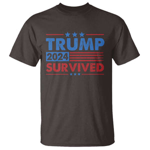 Trump Survived 2024 T Shirt God Save The President TS09 Dark Chocolate Print Your Wear