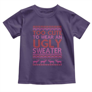 Funny Christmas Baby Shirt Too Cute To Wear An Ugly Sweater TS09 Purple Print Your Wear