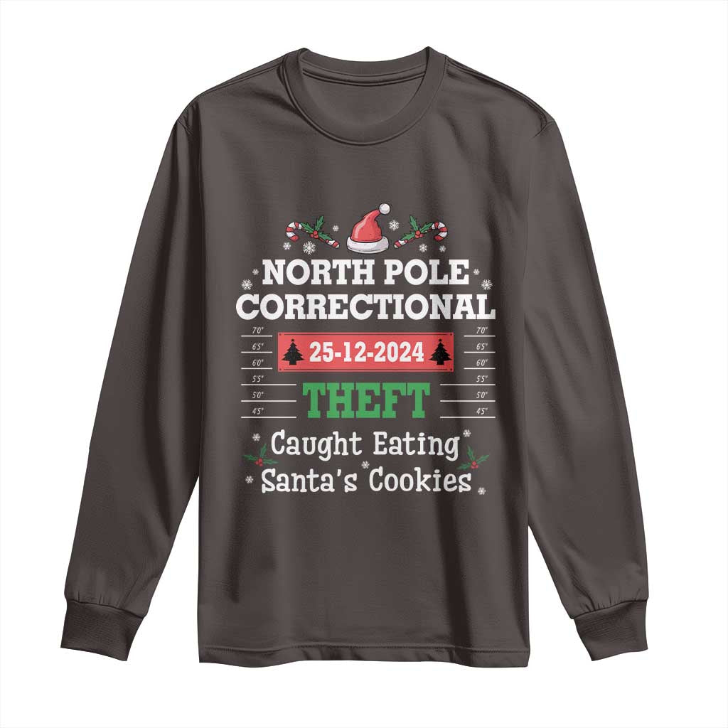 Funny Christmas Family Matching Long Sleeve Shirt North Pole Correctional Theft TS09 Dark Chocolate Print Your Wear