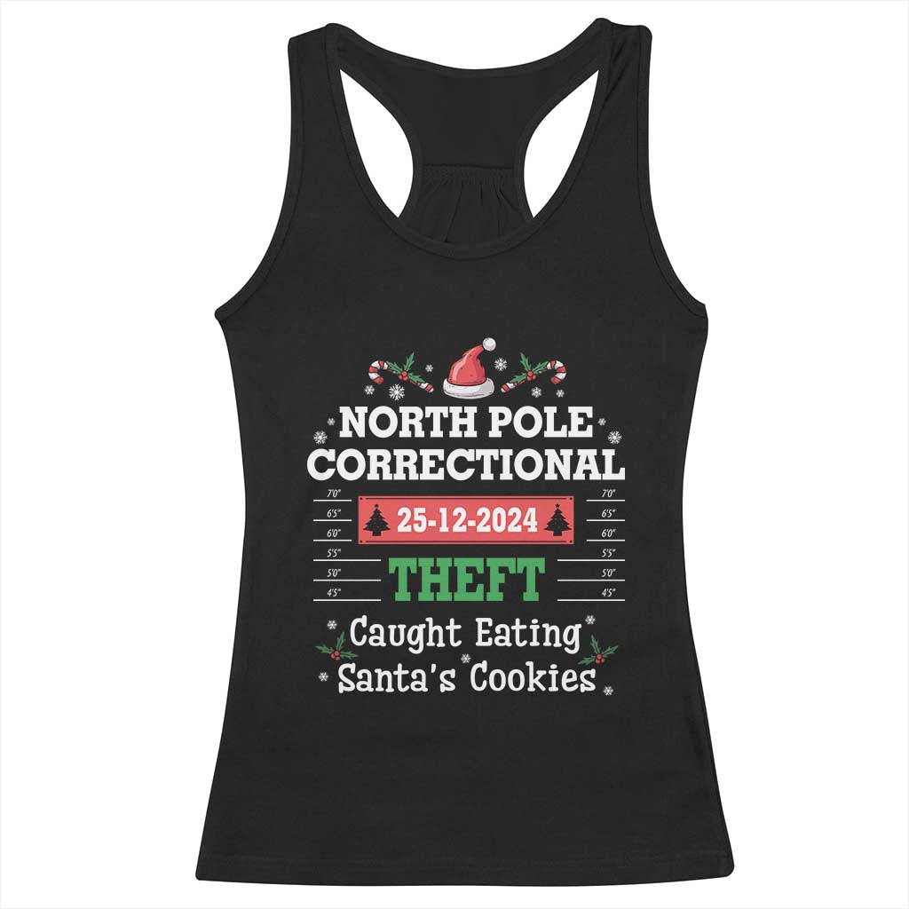 Funny Christmas Family Matching Racerback Tank Top North Pole Correctional Theft TS09 Black Print Your Wear