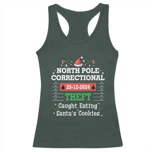 Funny Christmas Family Matching Racerback Tank Top North Pole Correctional Theft TS09 Dark Forest Green Print Your Wear