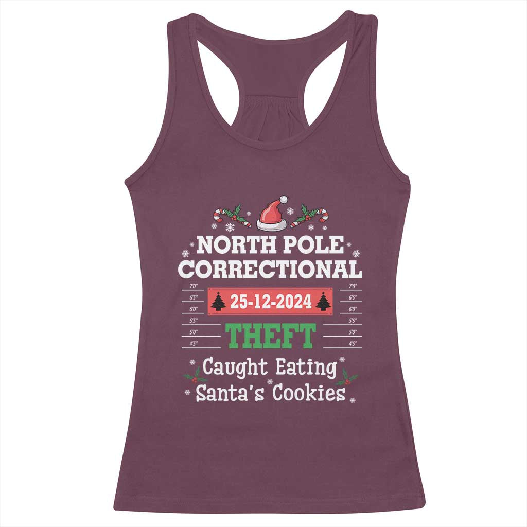 Funny Christmas Family Matching Racerback Tank Top North Pole Correctional Theft TS09 Maroon Print Your Wear