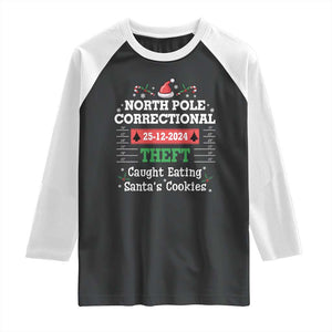 Funny Christmas Family Matching Raglan Shirt North Pole Correctional Theft TS09 Black White Print Your Wear