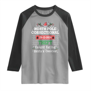 Funny Christmas Family Matching Raglan Shirt North Pole Correctional Theft TS09 Sport Gray Black Print Your Wear