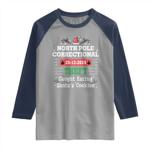 Funny Christmas Family Matching Raglan Shirt North Pole Correctional Theft TS09 Sport Gray Navy Print Your Wear