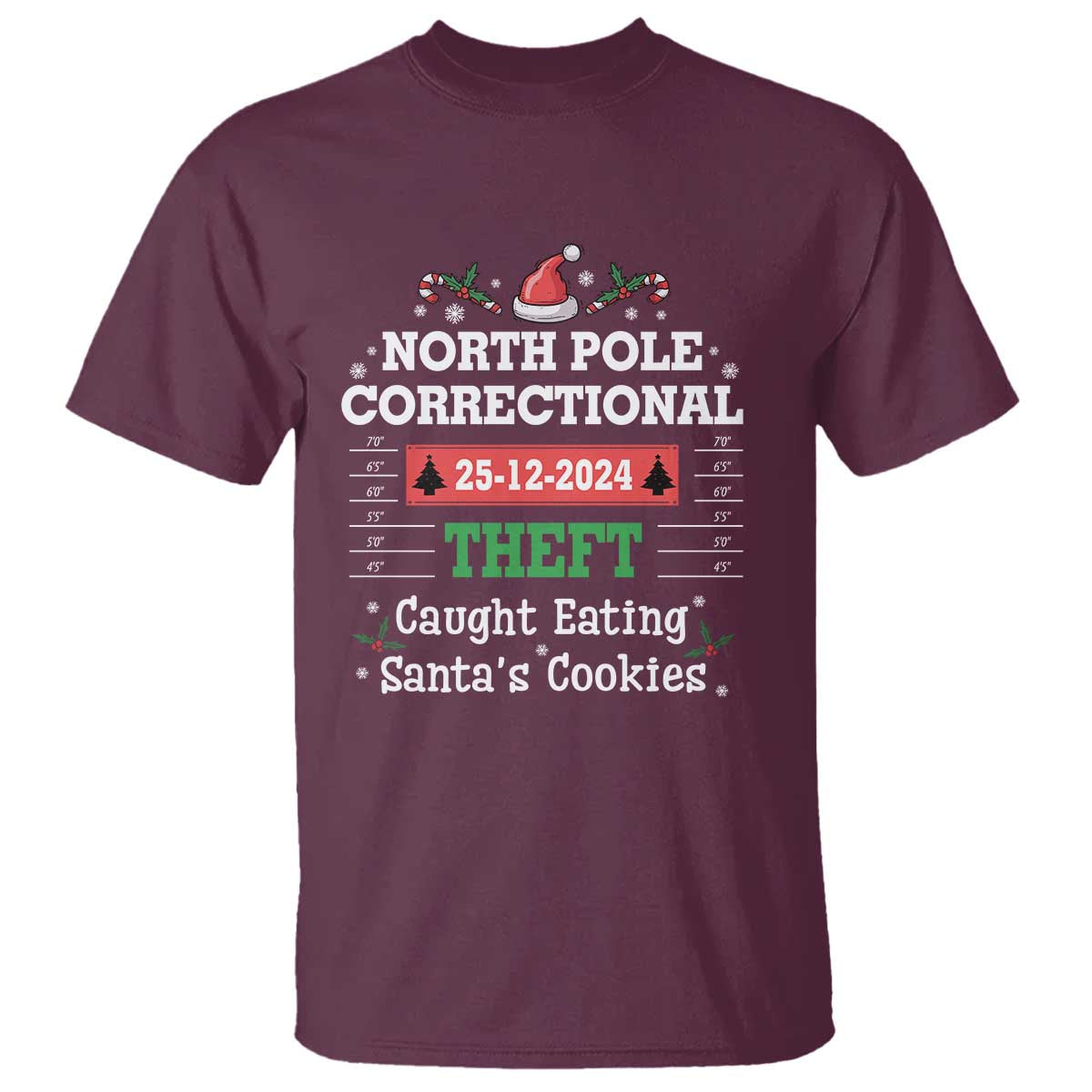 Funny Christmas Family Matching T Shirt North Pole Correctional Theft TS09 Maroon Print Your Wear