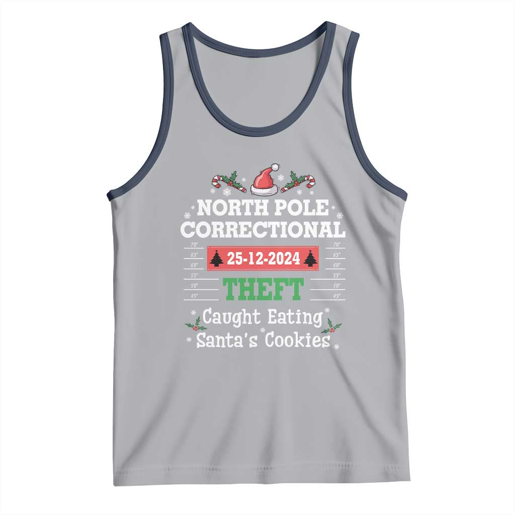 Funny Christmas Family Matching Tank Top North Pole Correctional Theft TS09 Athletic Heather Navy Print Your Wear