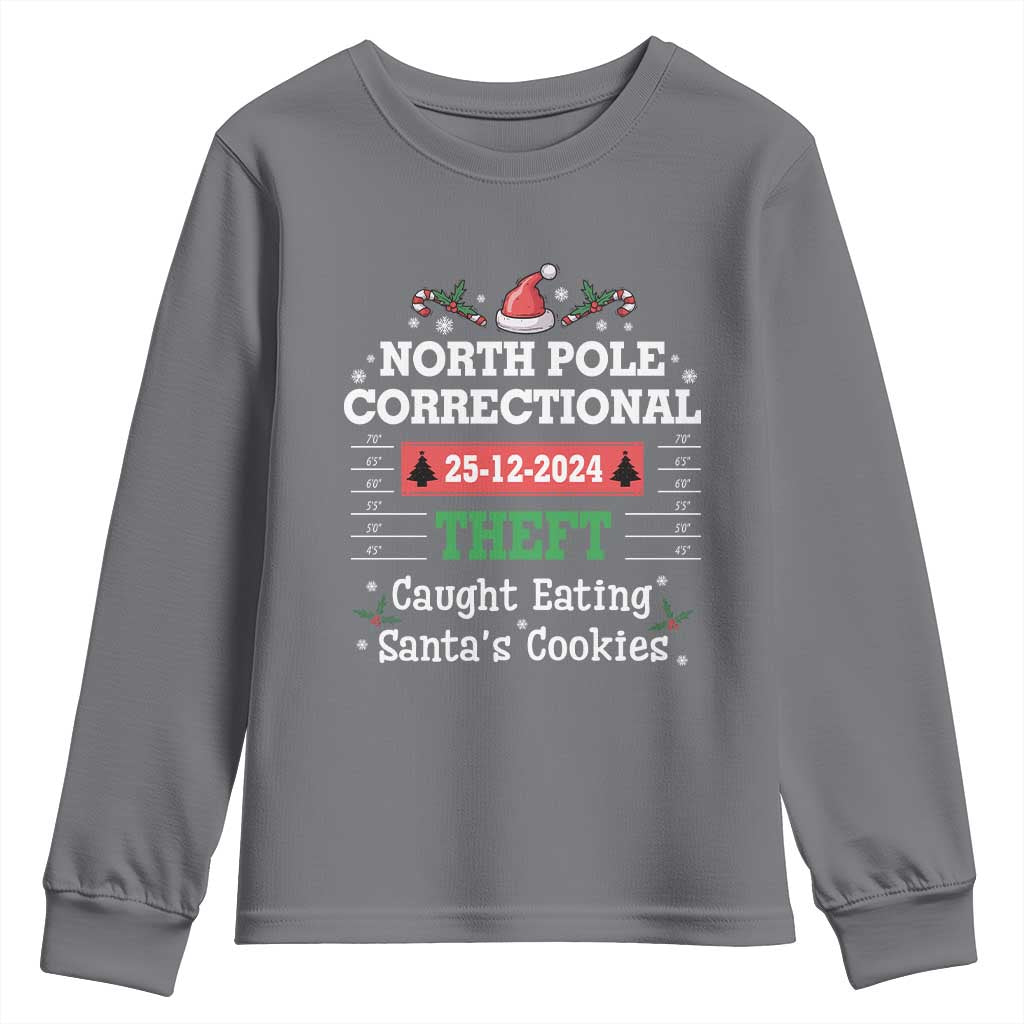 Funny Christmas Family Matching Youth Sweatshirt North Pole Correctional Theft TS09 Charcoal Print Your Wear