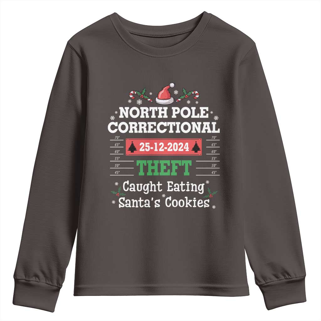 Funny Christmas Family Matching Youth Sweatshirt North Pole Correctional Theft TS09 Dark Chocolate Print Your Wear
