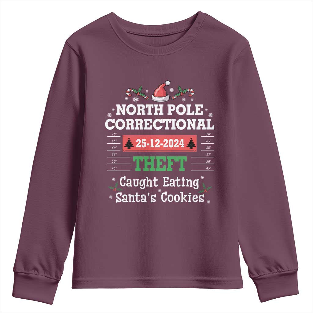 Funny Christmas Family Matching Youth Sweatshirt North Pole Correctional Theft TS09 Maroon Print Your Wear