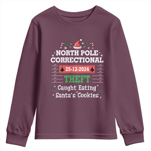 Funny Christmas Family Matching Youth Sweatshirt North Pole Correctional Theft TS09 Maroon Print Your Wear