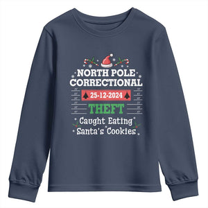 Funny Christmas Family Matching Youth Sweatshirt North Pole Correctional Theft TS09 Navy Print Your Wear