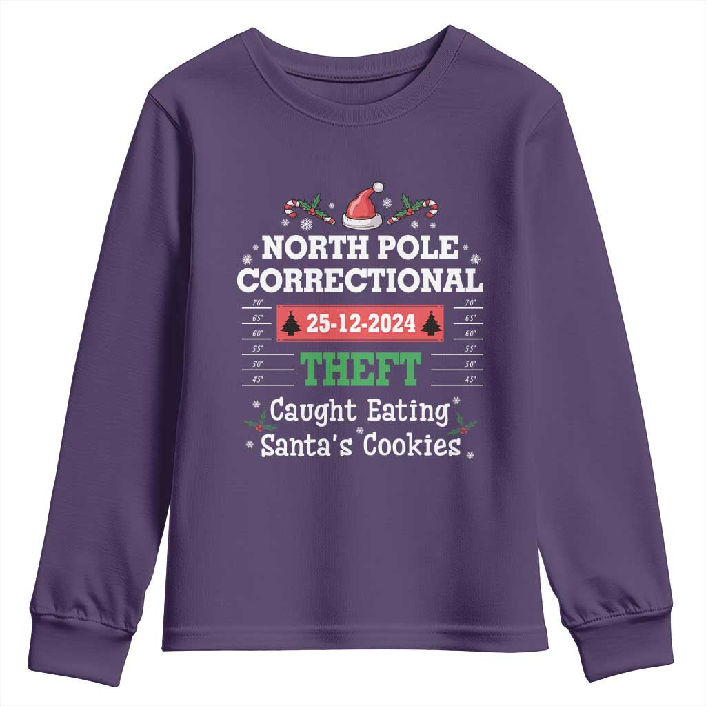 Funny Christmas Family Matching Youth Sweatshirt North Pole Correctional Theft TS09 Purple Print Your Wear