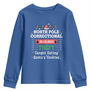 Funny Christmas Family Matching Youth Sweatshirt North Pole Correctional Theft TS09 Royal Blue Print Your Wear