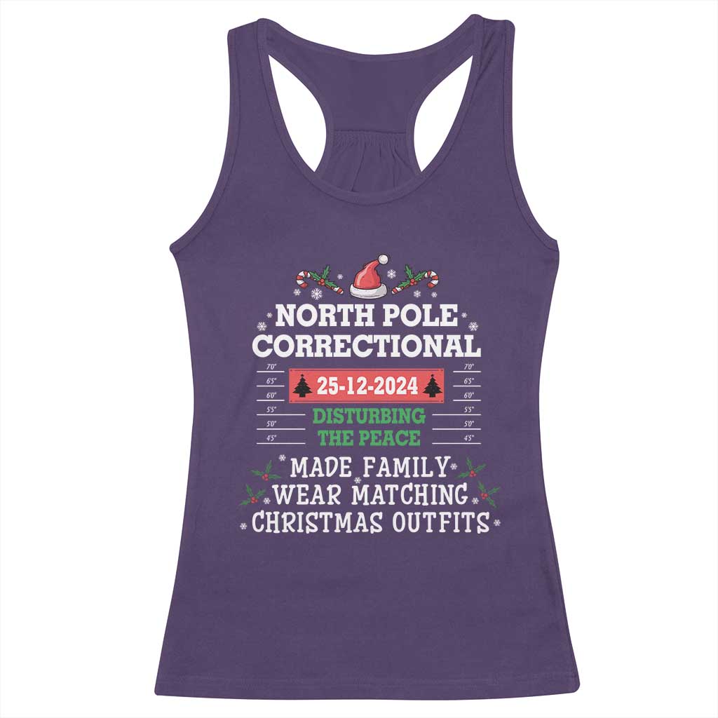 Funny Christmas Family Matching Racerback Tank Top North Pole Correctional Disturbing The Peace TS09 Purple Print Your Wear