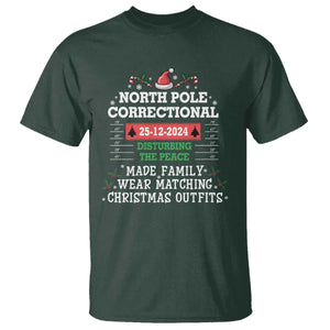 Funny Christmas Family Matching T Shirt North Pole Correctional Disturbing The Peace TS09 Dark Forest Green Print Your Wear
