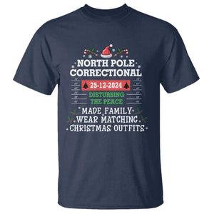 Funny Christmas Family Matching T Shirt North Pole Correctional Disturbing The Peace TS09 Navy Print Your Wear