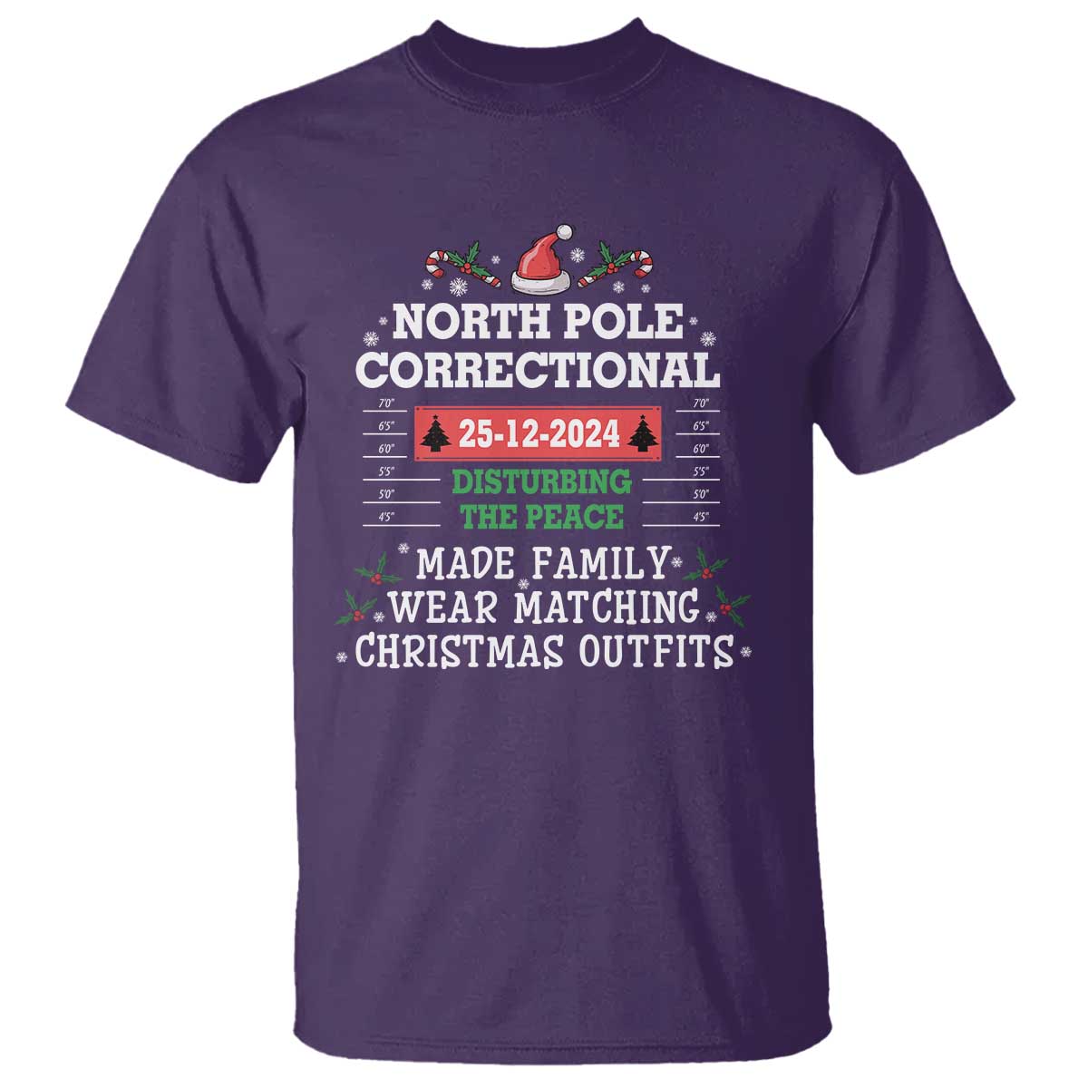Funny Christmas Family Matching T Shirt North Pole Correctional Disturbing The Peace TS09 Purple Print Your Wear